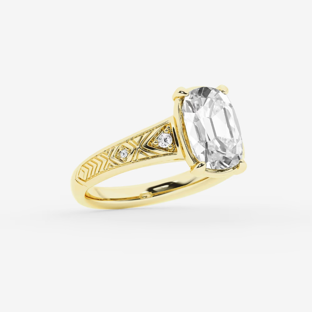 Valen Elongated Cushion Cut Vintage Moissanite Engagement Ring