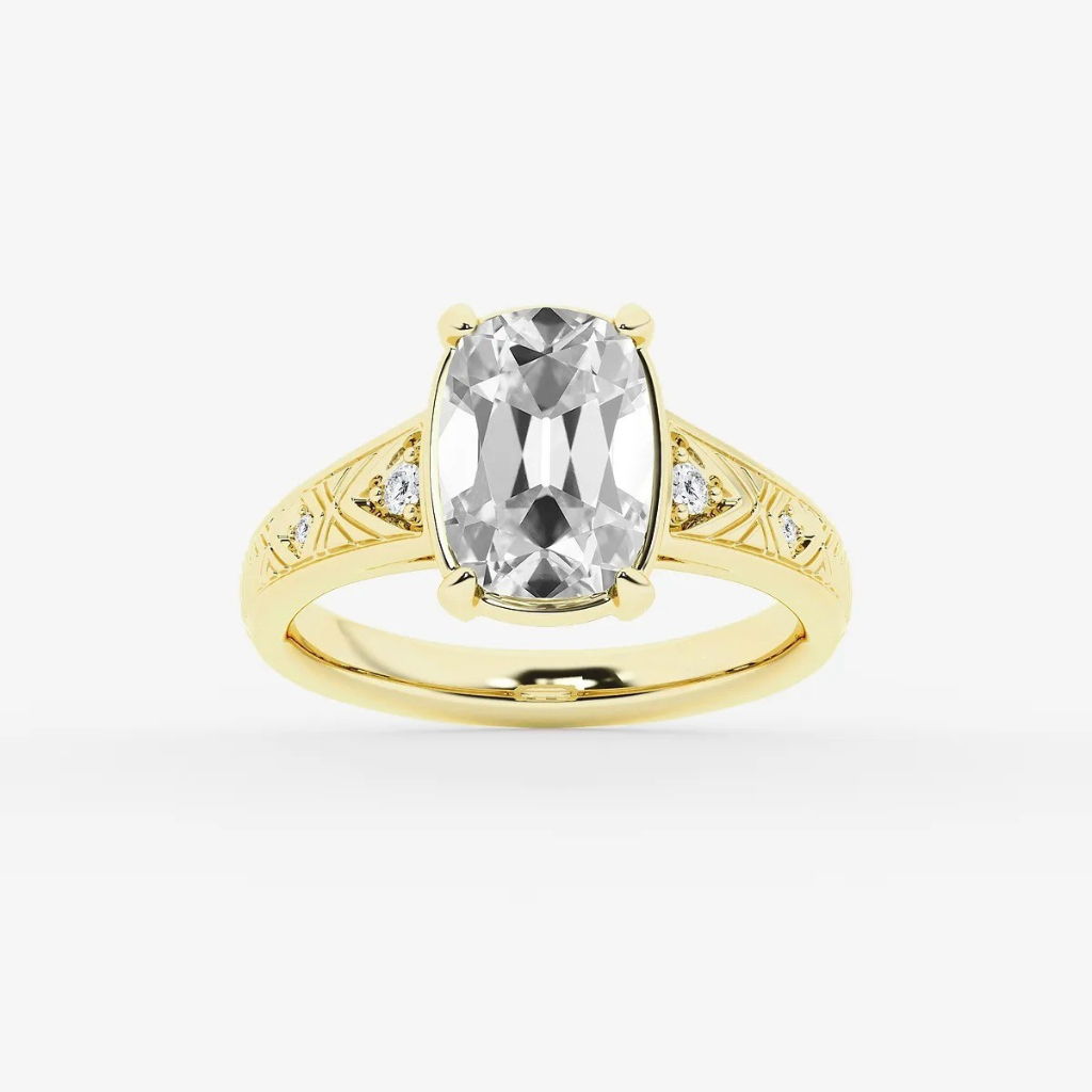 Valen Elongated Cushion Cut Vintage Moissanite Engagement Ring