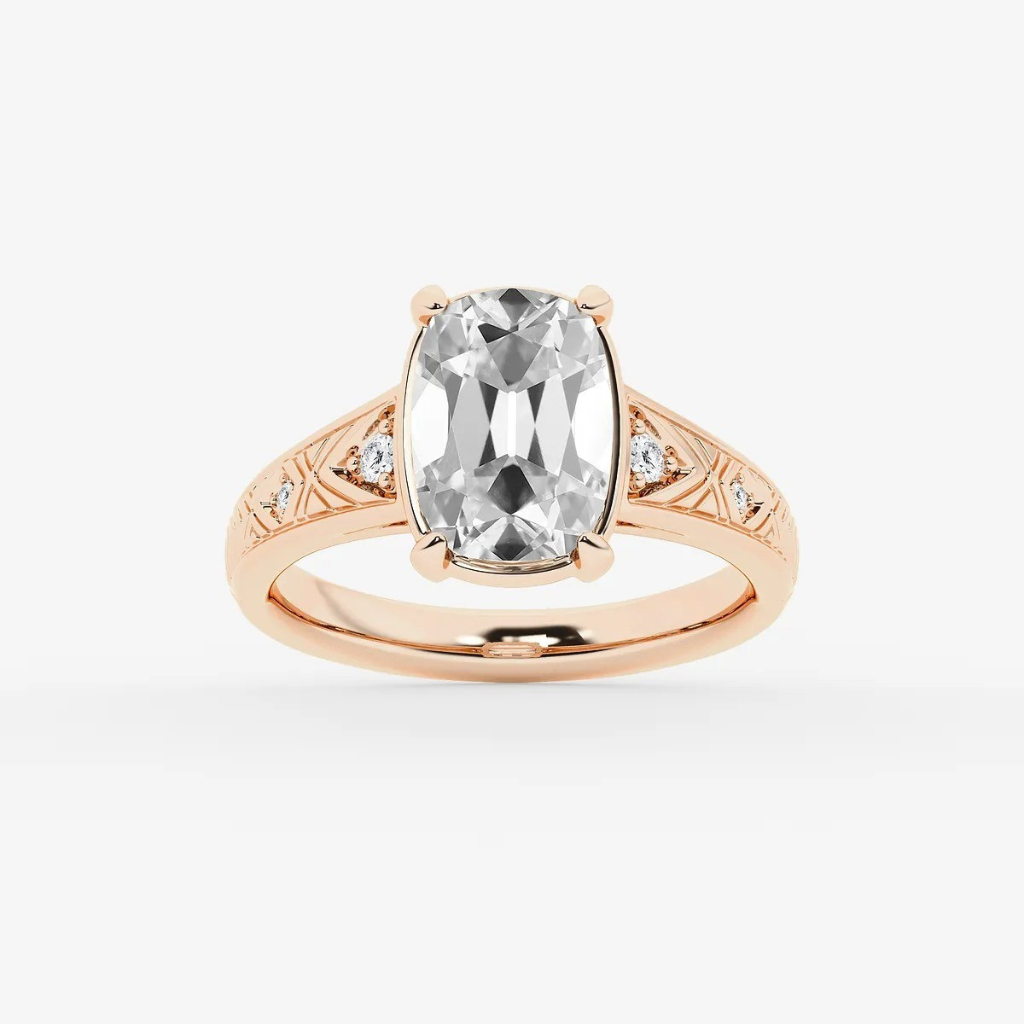 Valen Elongated Cushion Cut Vintage Moissanite Engagement Ring