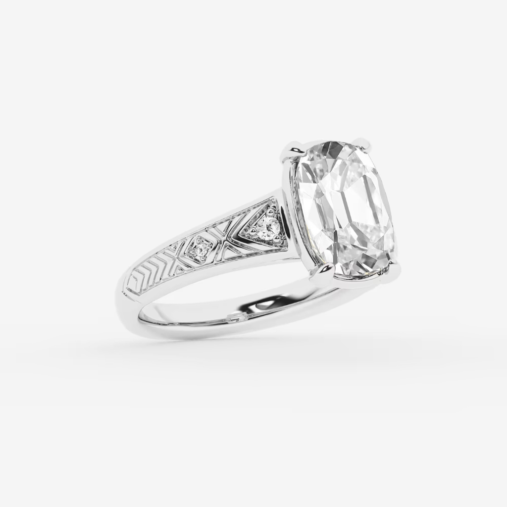 Valen Elongated Cushion Cut Vintage Moissanite Engagement Ring