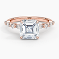 Versailles Asscher Moissanite Hidden Halo Engagement Ring with Mixed-Shape Band
