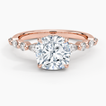 Versailles Cushion Moissanite Hidden Halo Engagement Ring with Mixed-Shape Band