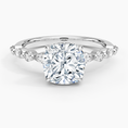 Versailles Cushion Moissanite Hidden Halo Engagement Ring with Mixed-Shape Band