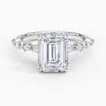 Versailles Emerald Moissanite Hidden Halo Engagement Ring with Mixed-Shape Band
