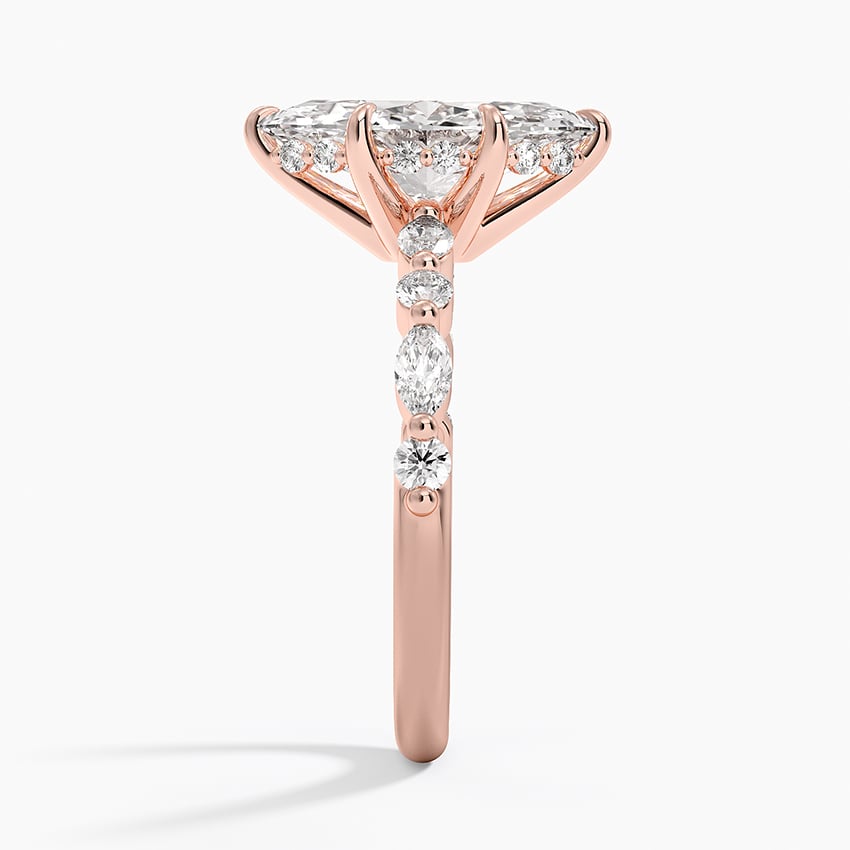 Versailles Marquise Moissanite Hidden Halo Engagement Ring with Mixed-Shape Band