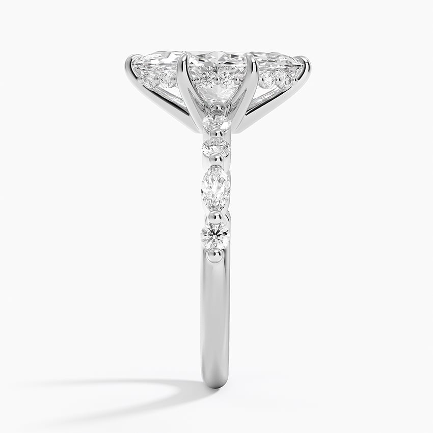 Versailles Marquise Moissanite Hidden Halo Engagement Ring with Mixed-Shape Band