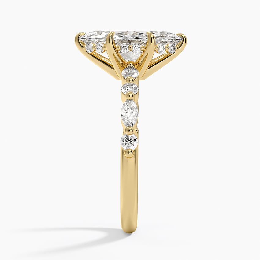 Versailles Marquise Moissanite Hidden Halo Engagement Ring with Mixed-Shape Band