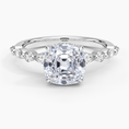 Versailles Old Mine Moissanite Hidden Halo Engagement Ring with Mixed-Shape Band