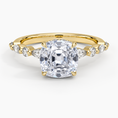 Versailles Old Mine Moissanite Hidden Halo Engagement Ring with Mixed-Shape Band