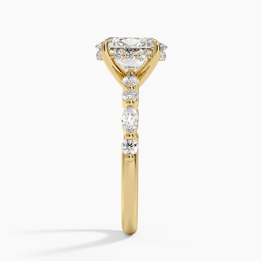 Versailles Oval Moissanite Hidden Halo Engagement Ring with Mixed-Shape Band