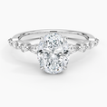 Versailles Oval Moissanite Hidden Halo Engagement Ring with Mixed-Shape Band