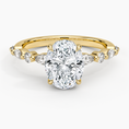 Versailles Oval Moissanite Hidden Halo Engagement Ring with Mixed-Shape Band