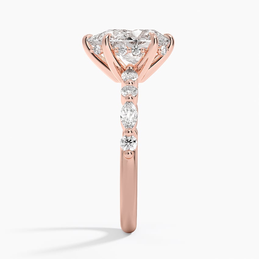 Versailles Pear Moissanite Hidden Halo Engagement Ring with Mixed-Shape Band
