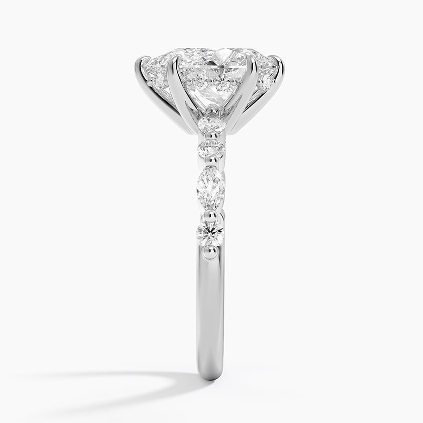 Versailles Pear Moissanite Hidden Halo Engagement Ring with Mixed-Shape Band