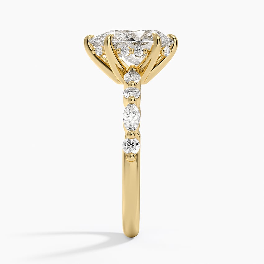 Versailles Pear Moissanite Hidden Halo Engagement Ring with Mixed-Shape Band