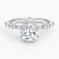 Versailles Pear Moissanite Hidden Halo Engagement Ring with Mixed-Shape Band