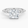Versailles Princess Moissanite Hidden Halo Engagement Ring with Mixed-Shape Band