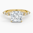 Versailles Princess Moissanite Hidden Halo Engagement Ring with Mixed-Shape Band