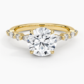 Versailles Round Moissanite Hidden Halo Engagement Ring with Mixed-Shape Band