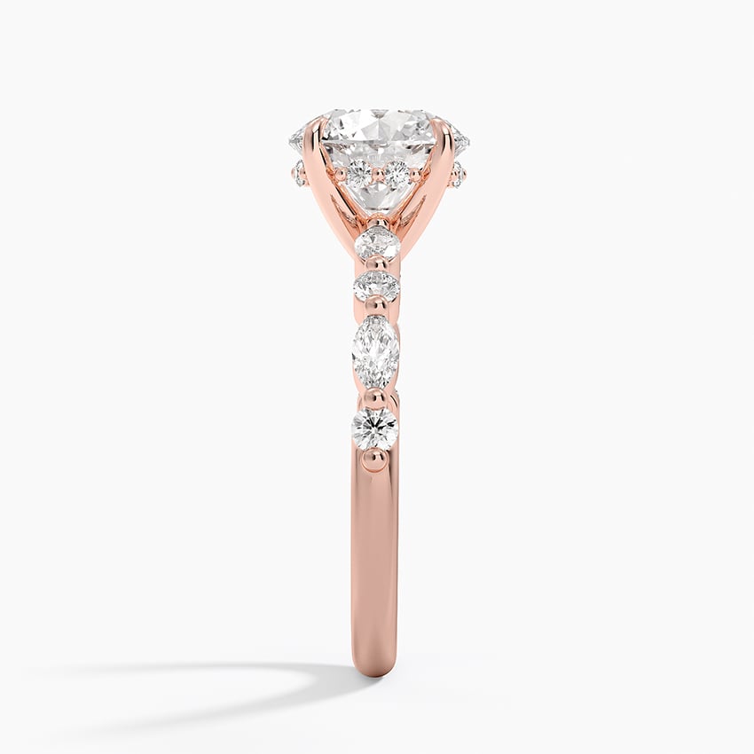 Versailles Round Moissanite Hidden Halo Engagement Ring with Mixed-Shape Band
