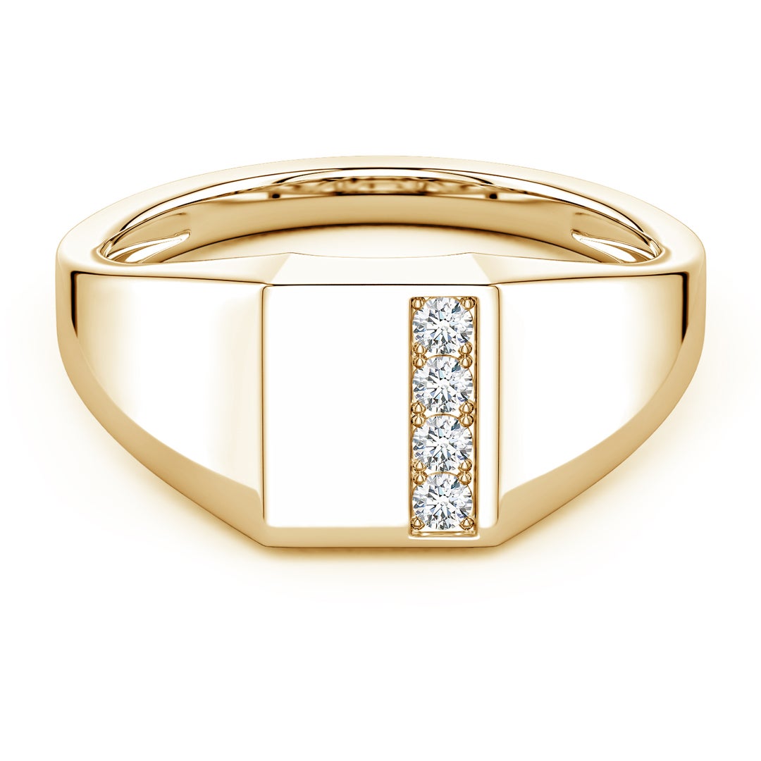 Vertical Pavé Moissanite Rectangular Men’s Signet Ring