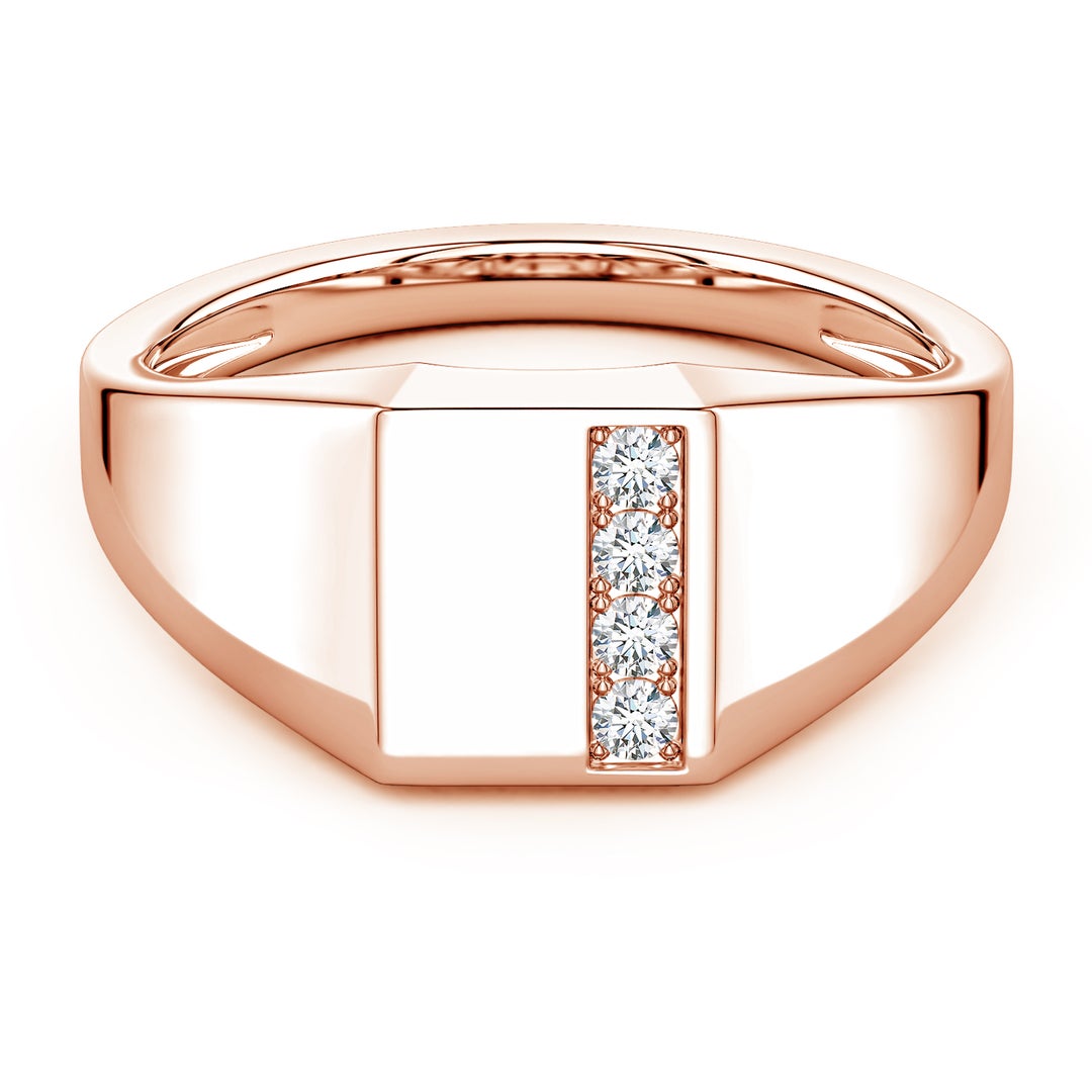 Vertical Pavé Moissanite Rectangular Men’s Signet Ring