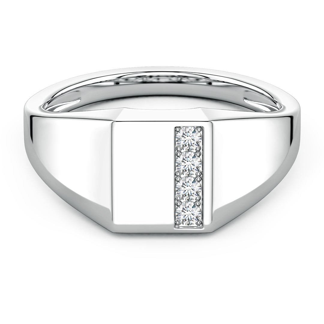 Vertical Pavé Moissanite Rectangular Men’s Signet Ring