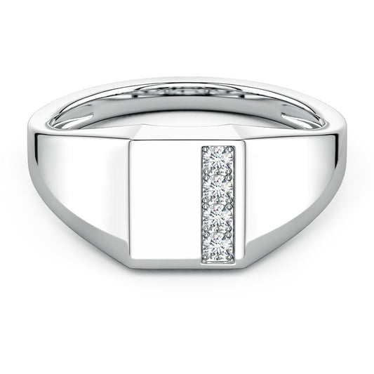 Vertical Pavé Moissanite Rectangular Men’s Signet Ring