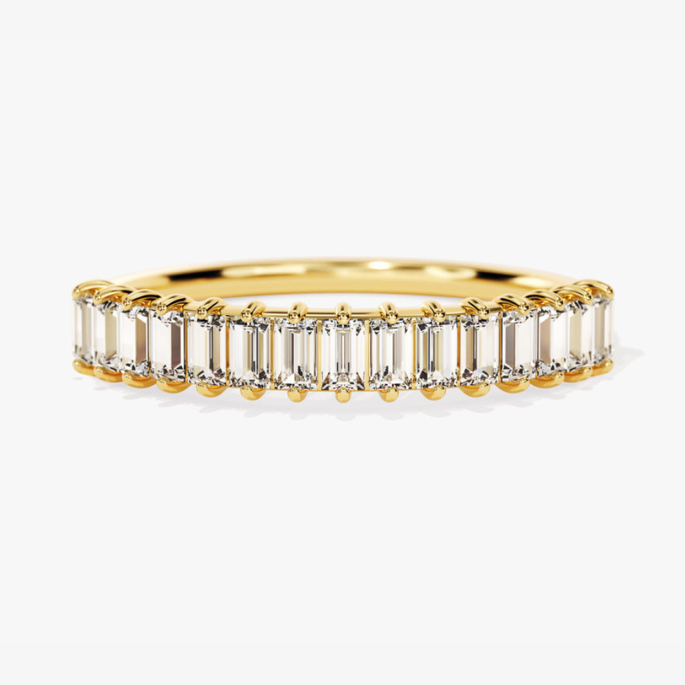 Vertical Baguette Half Eternity Moissanite Wedding Band