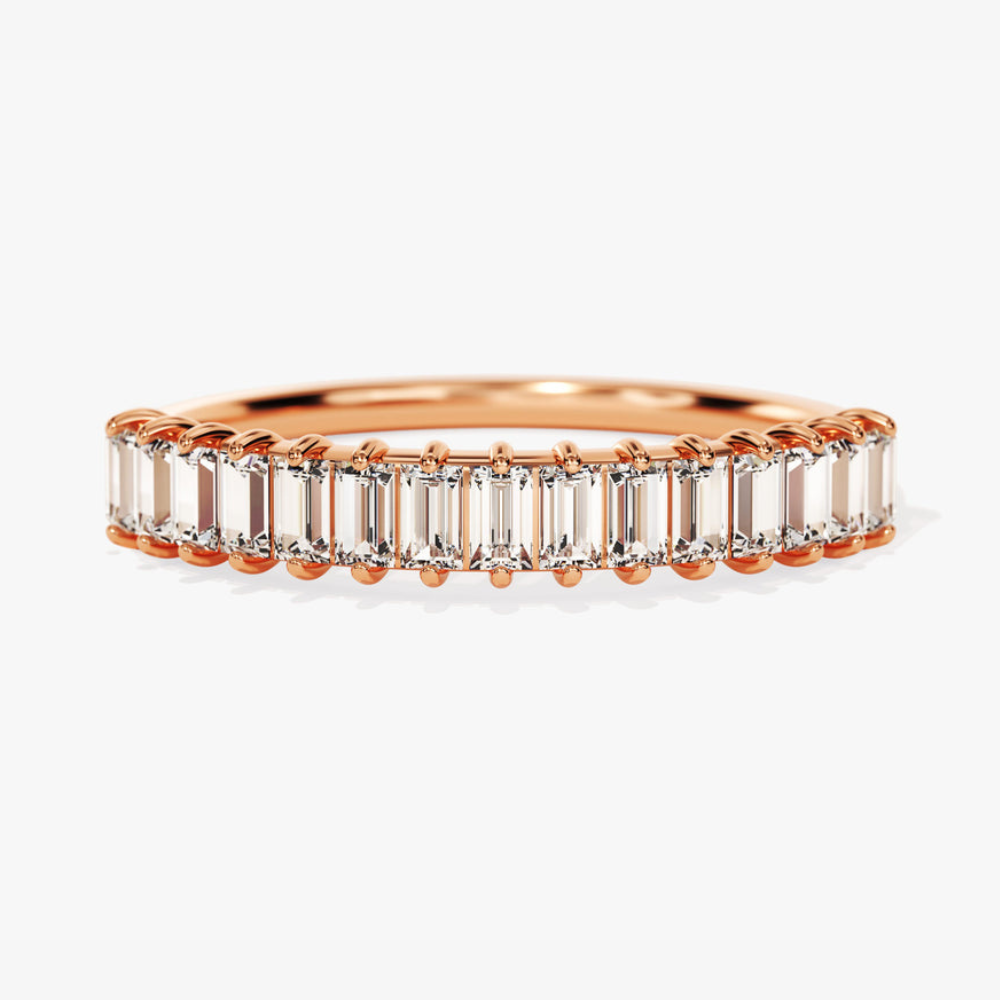 Vertical Baguette Half Eternity Moissanite Wedding Band