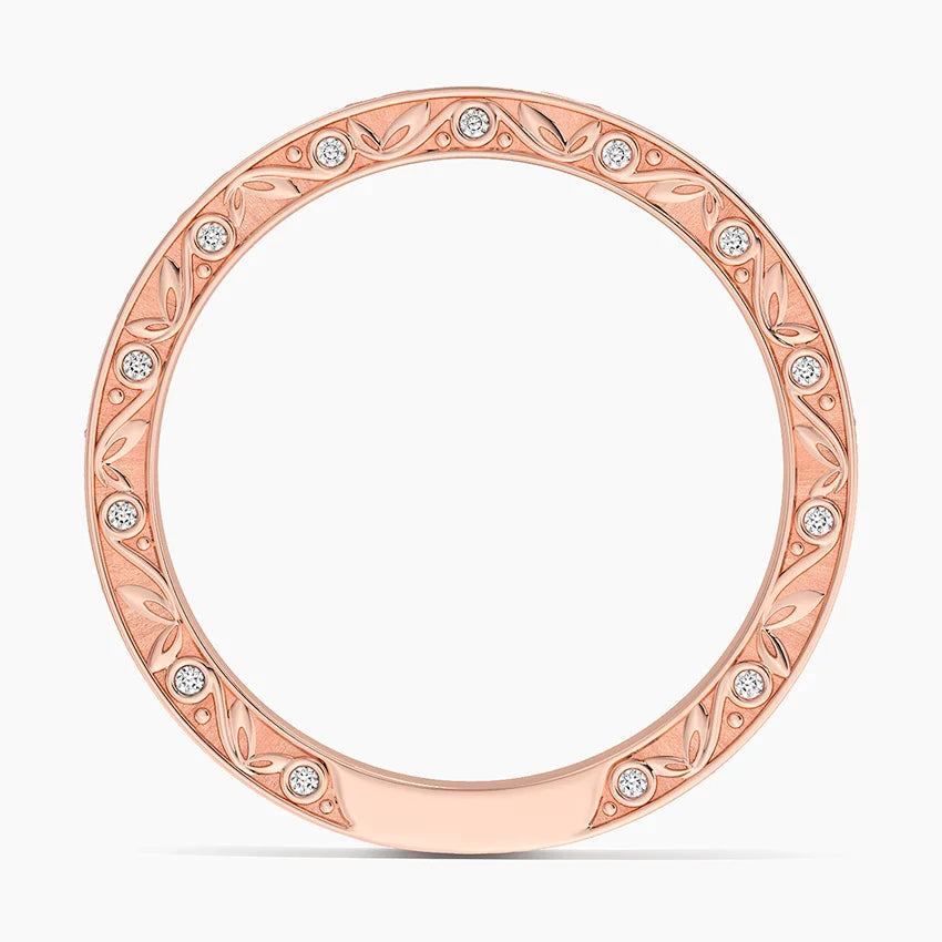 Vine Engraved Moissanite Wedding Band-2.0 mm