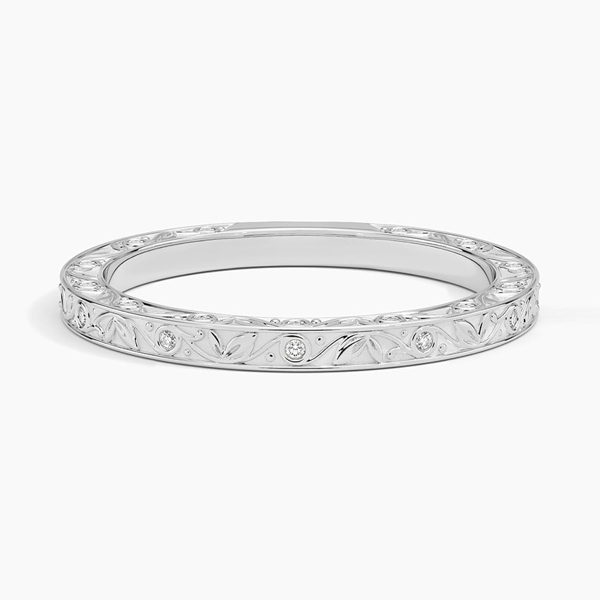 Vine Engraved Moissanite Wedding Band-2.0 mm