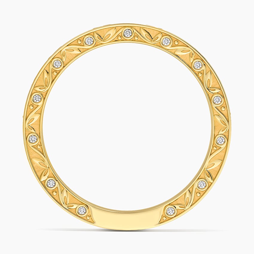Vine Engraved Moissanite Wedding Band-2.0 mm
