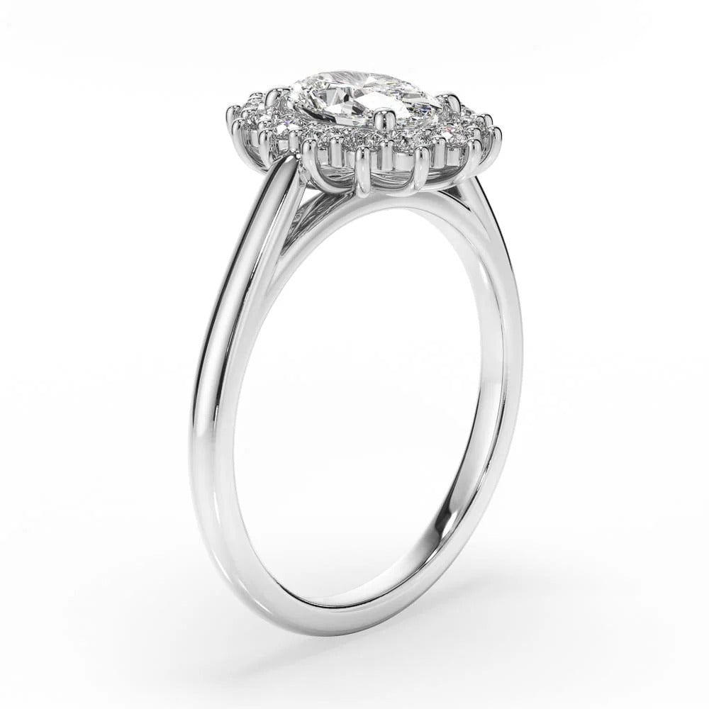 Vintage Beaded Halo Oval Moissanite Engagement Ring