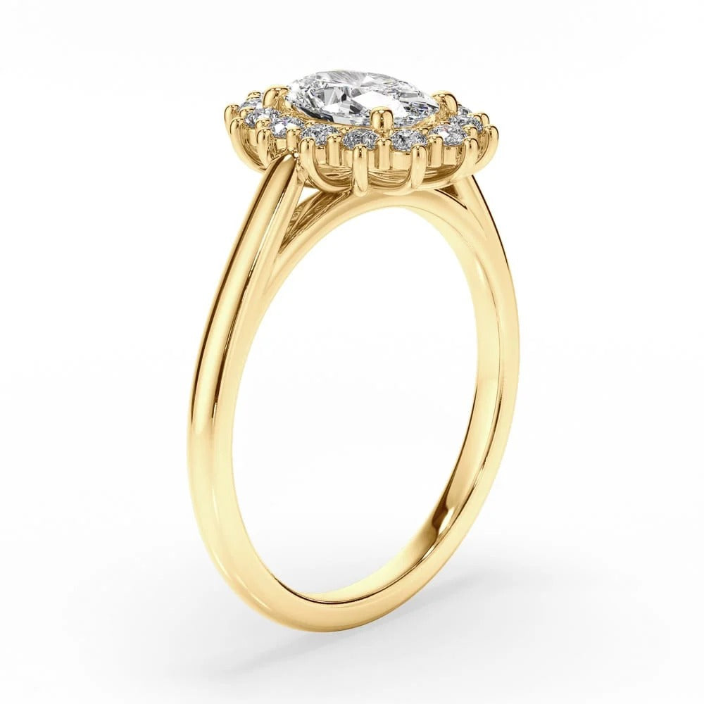 Vintage Beaded Halo Oval Moissanite Engagement Ring