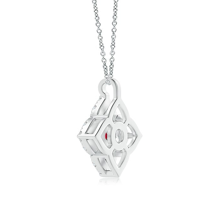 Vintage Clover Lab-Created Ruby with Moissanite Pendant Necklace