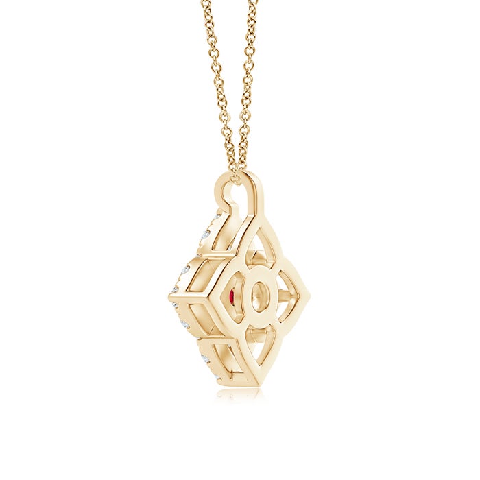 Vintage Clover Lab-Created Ruby with Moissanite Pendant Necklace