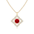 Vintage Clover Lab-Created Ruby with Moissanite Pendant Necklace