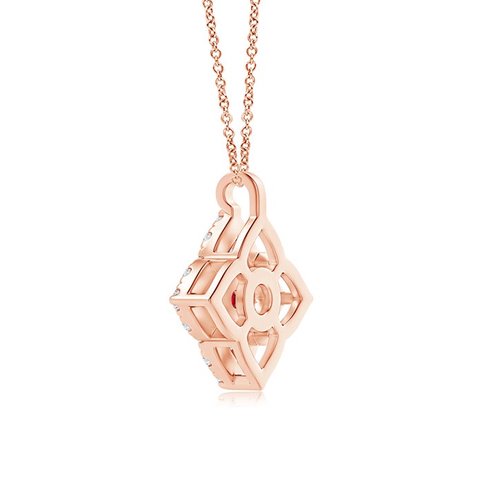 Vintage Clover Lab-Created Ruby with Moissanite Pendant Necklace