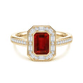 Vintage Emerald Lab Ruby with Multi-Shape Moissanite Halo Engagement Ring
