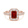 Vintage Emerald Lab Ruby with Multi-Shape Moissanite Halo Engagement Ring