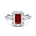 Vintage Emerald Lab Ruby with Multi-Shape Moissanite Halo Engagement Ring