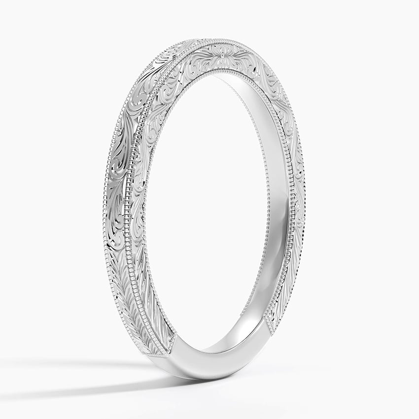 Vintage Floral Hand-Engraved Wedding Band-2.0 mm