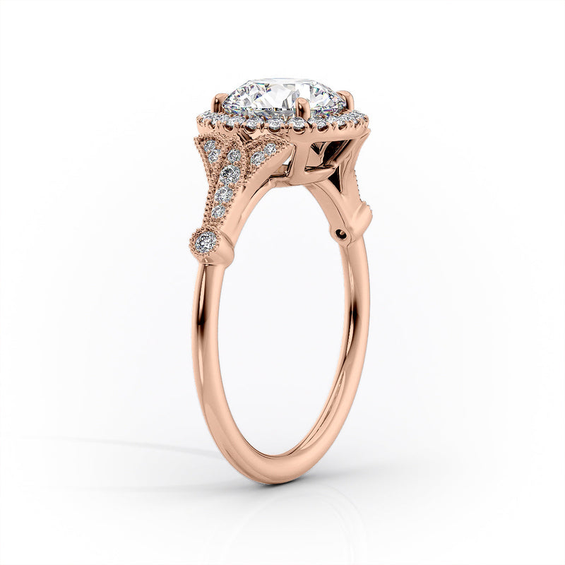 Vintage Halo Oval Lab-Grown Diamond Engagement Ring