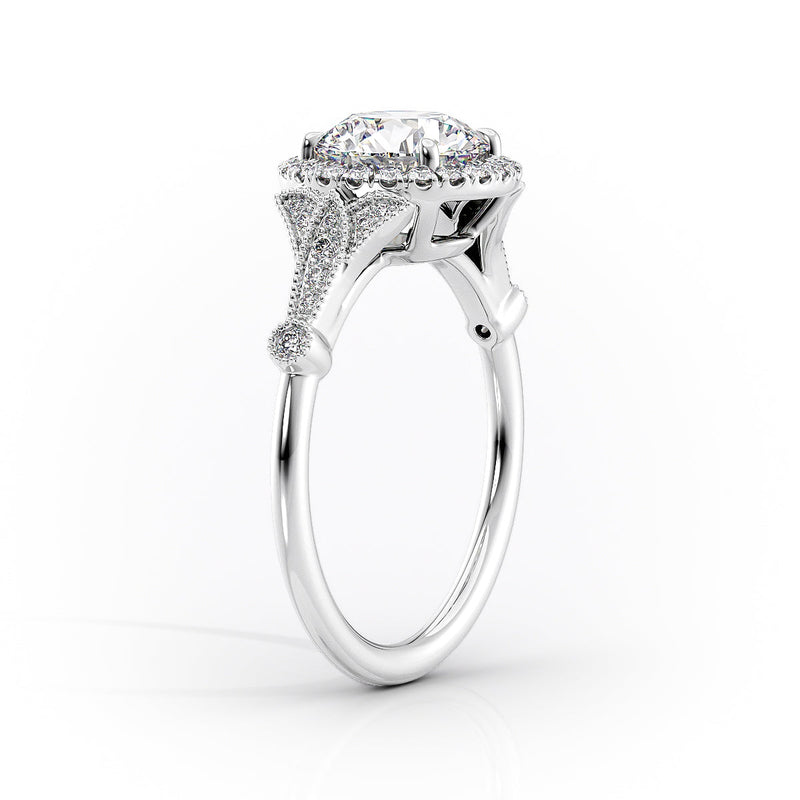 Vintage Halo Oval Lab-Grown Diamond Engagement Ring