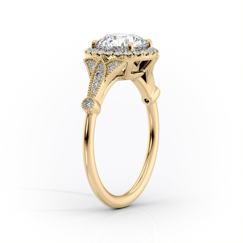 Vintage Halo Oval Lab-Grown Diamond Engagement Ring
