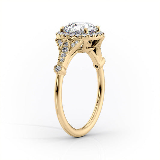 Vintage Halo Oval Lab-Grown Diamond Engagement Ring