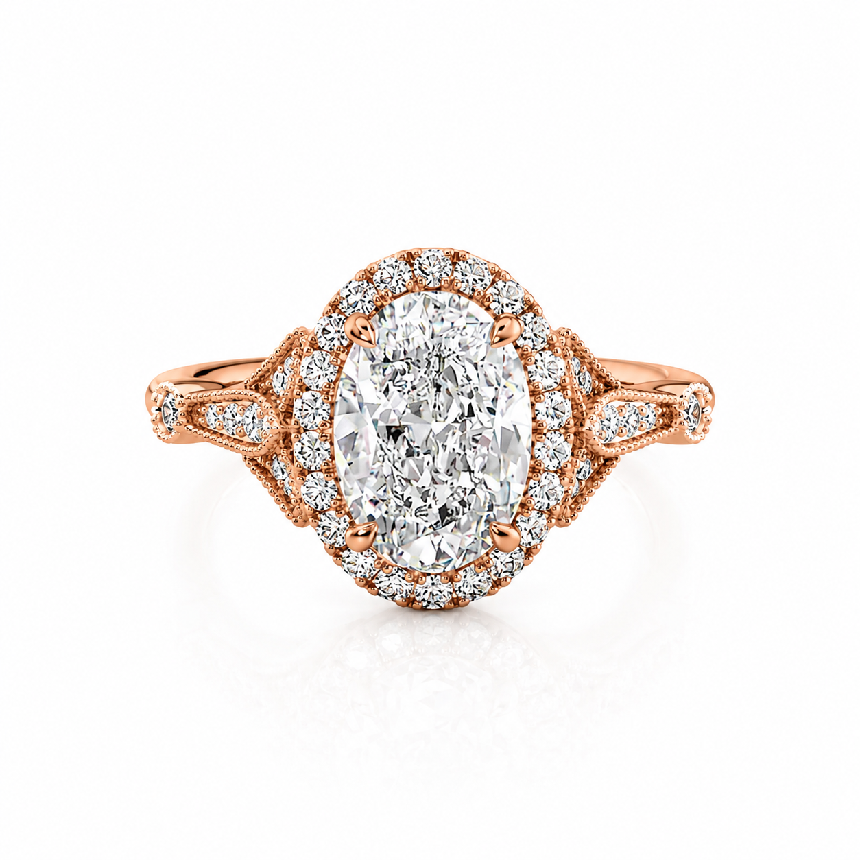Vintage Halo Oval Lab-Grown Diamond Engagement Ring