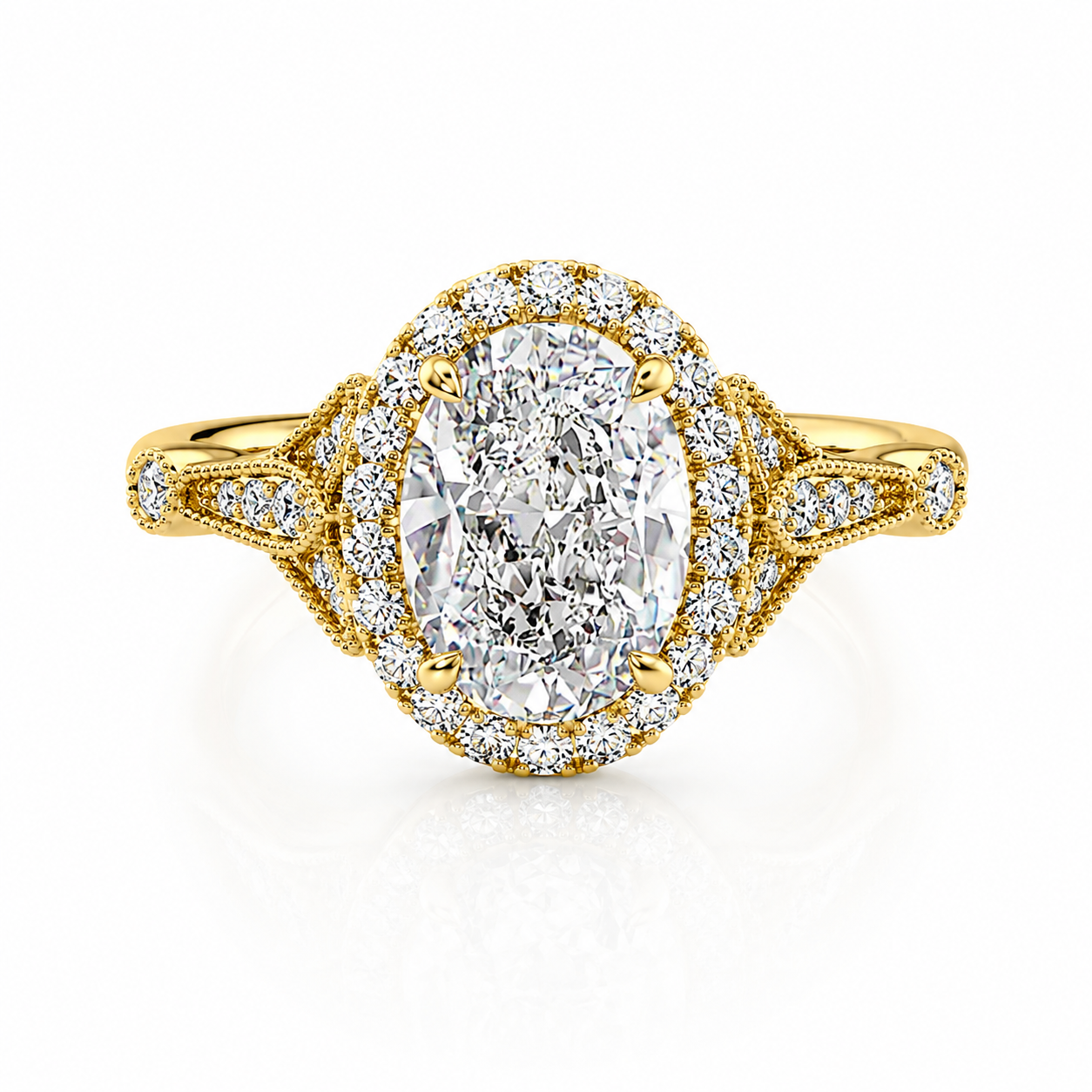Vintage Halo Oval Lab-Grown Diamond Engagement Ring