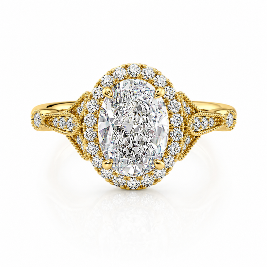 Vintage Halo Oval Lab-Grown Diamond Engagement Ring